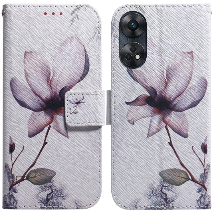 For OPPO Reno8 T 4G Coloured Drawing Flip Leather Phone Case(Magnolia) by buy2fix