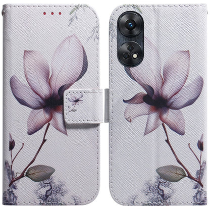 For OPPO Reno8 T 4G Coloured Drawing Flip Leather Phone Case(Magnolia) by buy2fix