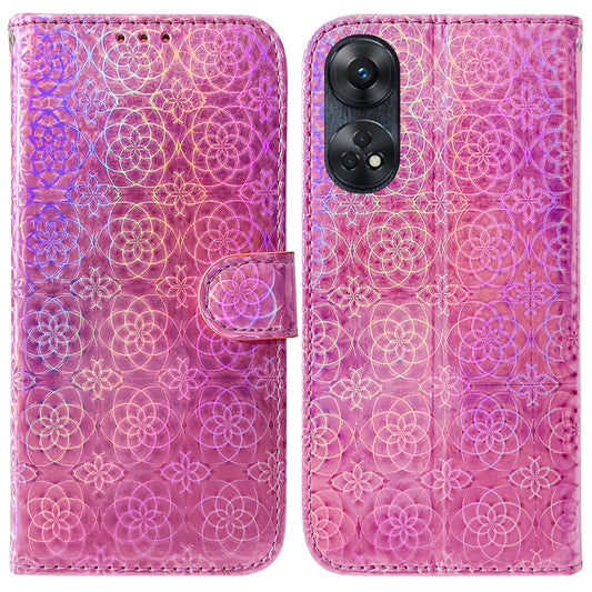 For OPPO Reno8 T 4G Colorful Magnetic Buckle Leather Phone Case(Pink) by buy2fix