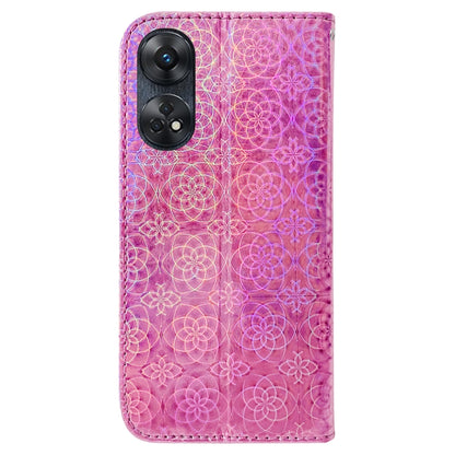 For OPPO Reno8 T 4G Colorful Magnetic Buckle Leather Phone Case(Pink) by buy2fix