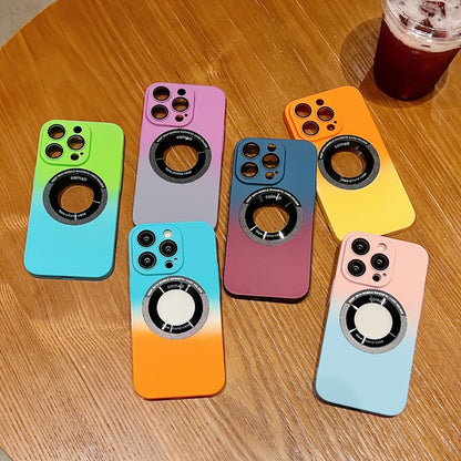 For iPhone 12 Pro Gradient Skin Feel MagSafe Magnetic Phone Case(Orange + Yellow) by buy2fix