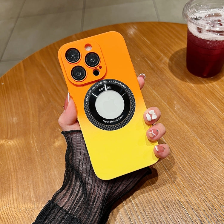 For iPhone 11 Pro Max Gradient Skin Feel MagSafe Magnetic Phone Case(Orange + Yellow) by buy2fix