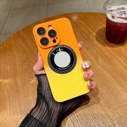 For iPhone 11 Pro Max Gradient Skin Feel MagSafe Magnetic Phone Case(Orange + Yellow) by buy2fix