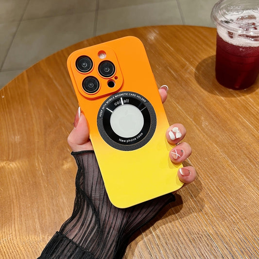 For iPhone 11 Gradient Skin Feel MagSafe Magnetic Phone Case(Orange + Yellow) by buy2fix