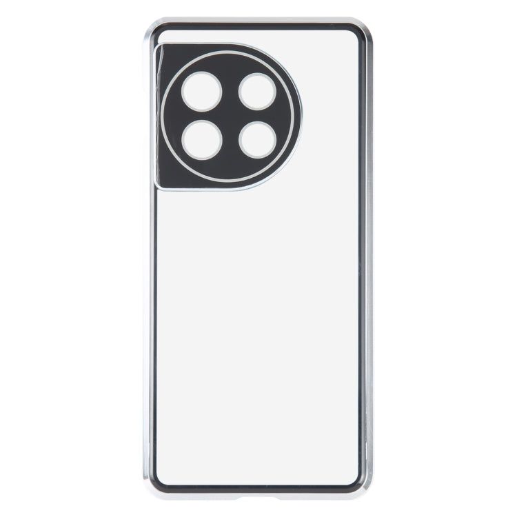 For OnePlus 11 Full Cover Magnetic Metal Tempered Glass Phone Case(Silver) - OnePlus Cases by buy2fix | Online Shopping UK | buy2fix