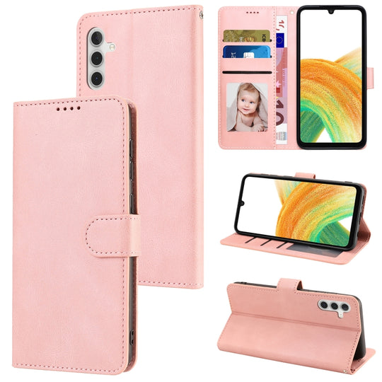 For Samsung Galaxy A24 4G Fantasy Skin-feel Calfskin Texture Leather Phone Case(Pink)