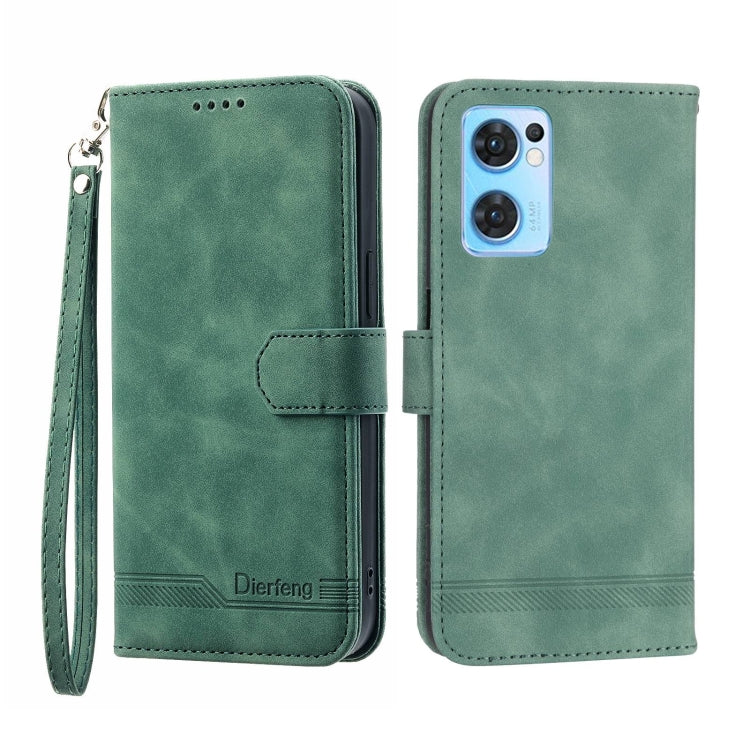For OPPO Reno7 5G Dierfeng Dream Line Leather Phone Case(Green) by buy2fix