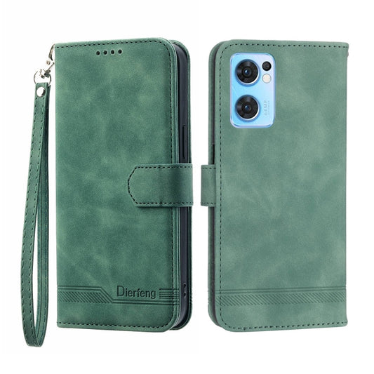 For OPPO Reno7 5G Dierfeng Dream Line Leather Phone Case(Green) by buy2fix
