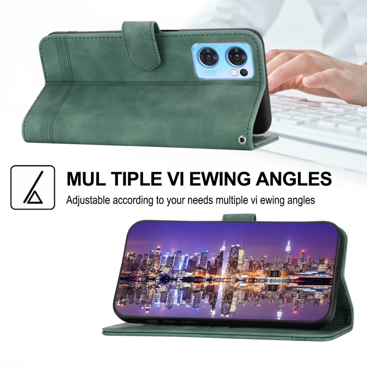 For OPPO Reno7 5G Dierfeng Dream Line Leather Phone Case(Green) by buy2fix