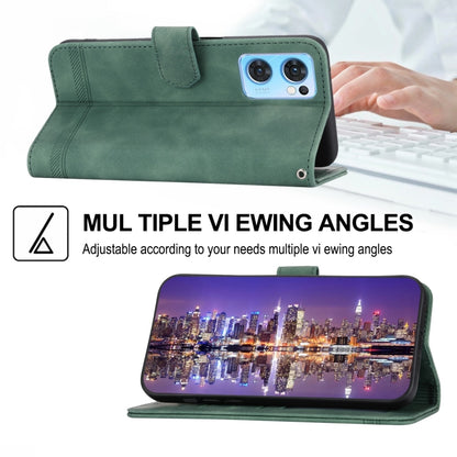For OPPO Reno7 5G Dierfeng Dream Line Leather Phone Case(Green) by buy2fix