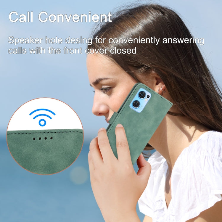 For OPPO Reno7 5G Dierfeng Dream Line Leather Phone Case(Green) by buy2fix