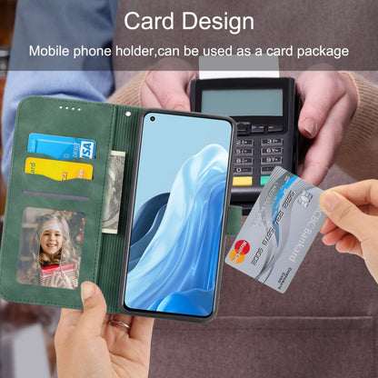 For OPPO Reno7 5G Dierfeng Dream Line Leather Phone Case(Green) by buy2fix