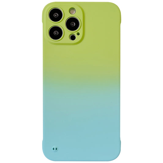 For iPhone 13 Pro Frameless Skin Feel Gradient Phone Case(Green + Light Blue) by buy2fix