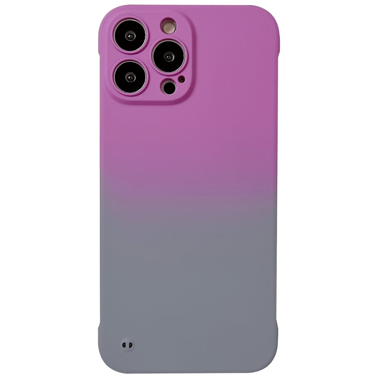 For iPhone 12 Frameless Skin Feel Gradient Phone Case(Dark Purple + Grey) by buy2fix