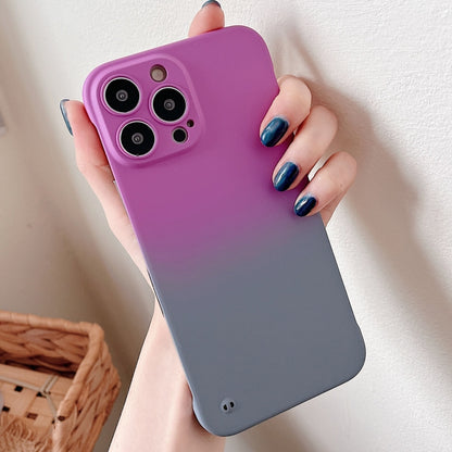 For iPhone 12 Frameless Skin Feel Gradient Phone Case(Dark Purple + Grey) by buy2fix