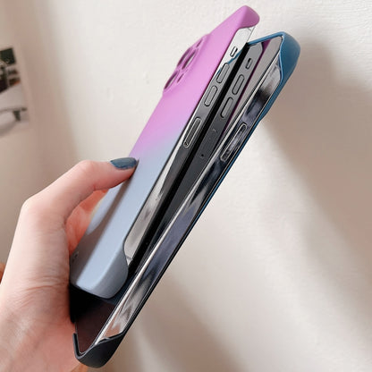 For iPhone 12 Frameless Skin Feel Gradient Phone Case(Dark Purple + Grey) by buy2fix