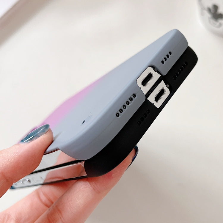 For iPhone 12 Frameless Skin Feel Gradient Phone Case(Dark Purple + Grey) by buy2fix