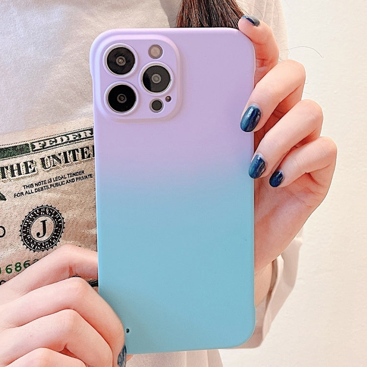For iPhone 11 Pro Max Frameless Skin Feel Gradient Phone Case(Light Purple + Light Blue) by buy2fix