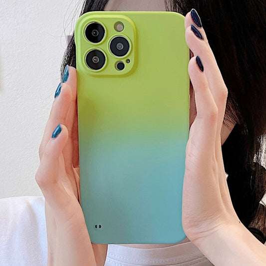 For iPhone 11 Frameless Skin Feel Gradient Phone Case(Green + Light Blue) by buy2fix