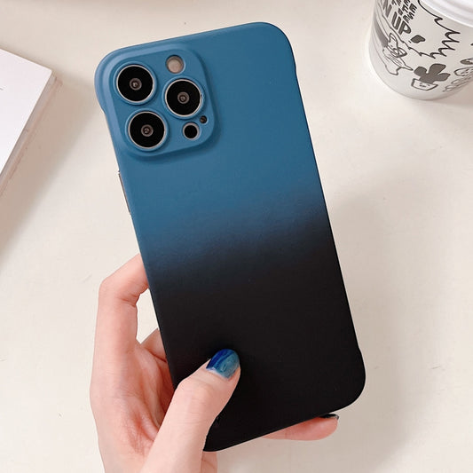 For iPhone XS Max Frameless Skin Feel Gradient Phone Case(Blue + Black) by buy2fix