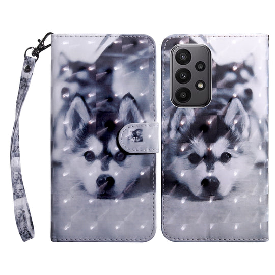 For Samsung Galaxy A24 4G 3D Painted Leather Phone Case(Husky)