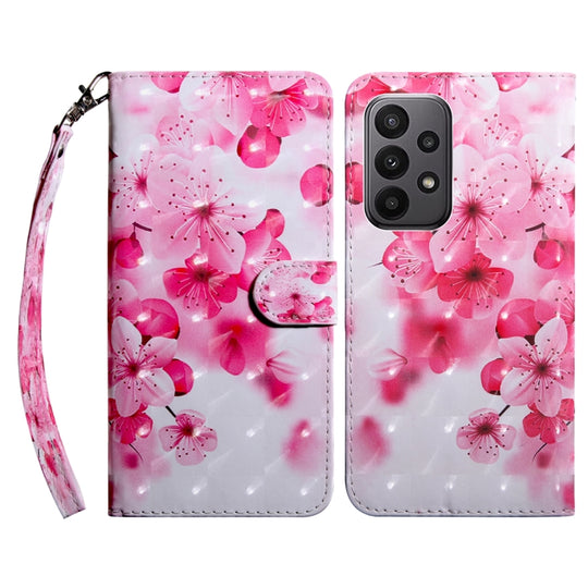 For Samsung Galaxy A24 4G 3D Painted Leather Phone Case(Red Flower)