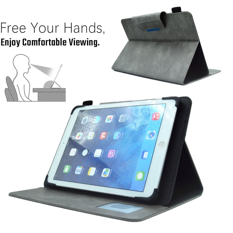 For 7 inch Suede Cross Texture Magnetic Clasp Leather Tablet Case(Grey) - 7 inch by buy2fix | Online Shopping UK | buy2fix