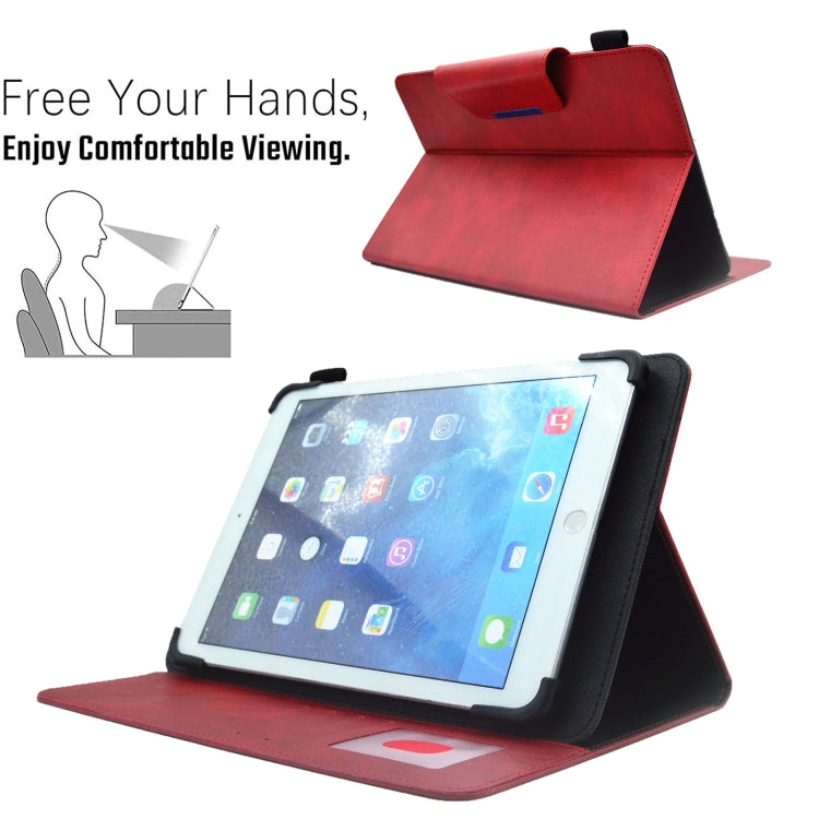 For 7 inch Suede Cross Texture Magnetic Clasp Leather Tablet Case(Red) - 7 inch by buy2fix | Online Shopping UK | buy2fix