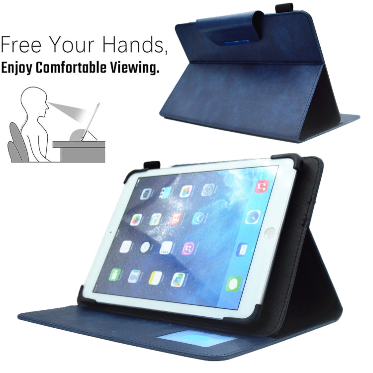 For 10 inch Suede Cross Texture Magnetic Clasp Leather Tablet Case(Blue) - 10 - 11 inch by buy2fix | Online Shopping UK | buy2fix