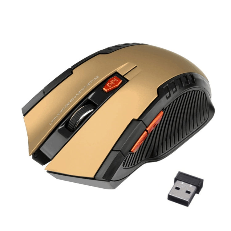 6-keys 2.4G 1600DPI Three-speed Adjustable Wireless Office Mouse(Gold) by buy2fix