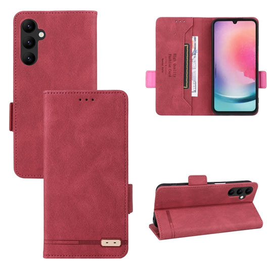 For Samsung Galaxy A24 4G Magnetic Clasp Flip Leather Phone Case(Red)