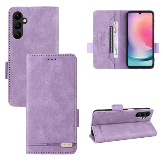 For Samsung Galaxy A24 4G Magnetic Clasp Flip Leather Phone Case(Purple)