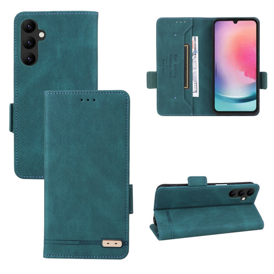 For Samsung Galaxy A24 4G Magnetic Clasp Flip Leather Phone Case(Green)