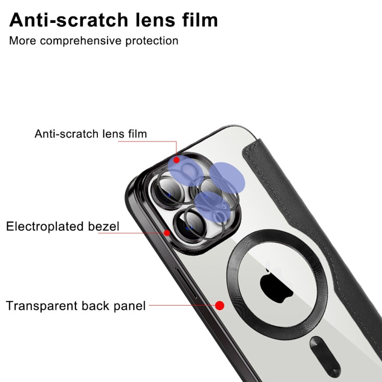 For iPhone 12 Pro Max MagSafe Magnetic RFID Anti-theft Leather Phone Case(Dark Purple) by buy2fix