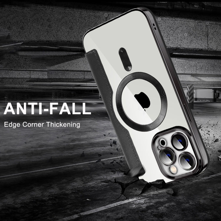 For iPhone 12 Pro Max MagSafe Magnetic RFID Anti-theft Leather Phone Case(Dark Purple) by buy2fix