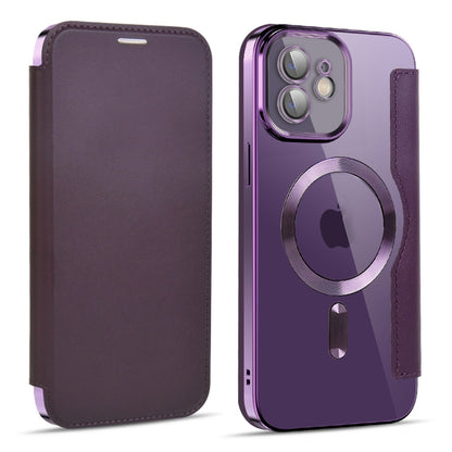 For iPhone 11 MagSafe Magnetic RFID Anti-theft Leather Phone Case(Dark Purple) by buy2fix