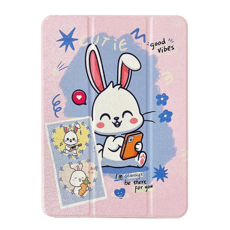 For iPad 2025 / 2022 Acrylic Painted 3-fold Holder Leather Tablet Case(Three Little Rabbits) - iPad 2025 / 2022 Cases by buy2fix | Online Shopping UK | buy2fix