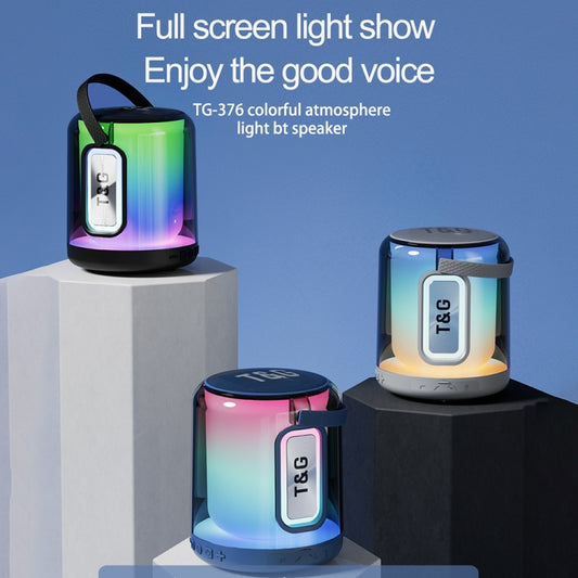 T&G TG376 360 Degree Full Screen LED Light RGB Multicolor Wireless Bluetooth Speaker Subwoofer(Blue) - Desktop Speaker by T&G | Online Shopping UK | buy2fix