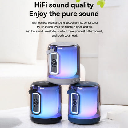T&G TG376 360 Degree Full Screen LED Light RGB Multicolor Wireless Bluetooth Speaker Subwoofer(Black) - Desktop Speaker by T&G | Online Shopping UK | buy2fix
