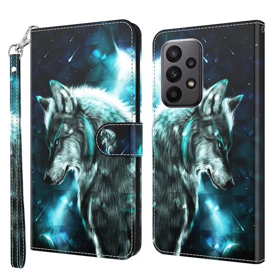 For Samsung Galaxy A24 3D Painting Pattern TPU + PU Leather Phone Case(Wolf)