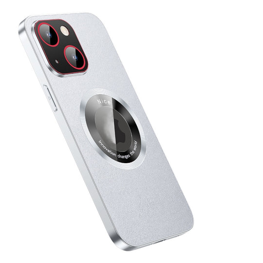 For iPhone 14 Plus R-JUST RH05 Magnetic Leather Metal Phone Case(Silver)