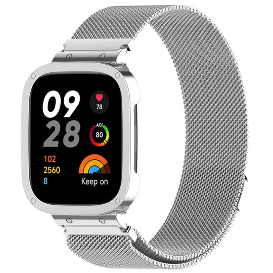 For Xiaomi Redmi Watch 3 / Mi Watch Lite 3 2 in 1 Milan Metal Watch Band with Watch Frame(Silver)