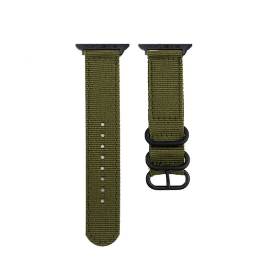 Black Buckle Canvas Watch Band For Apple Watch Series 9&8&7 41mm / SE 3&SE 2&6&SE&5&4 40mm / 3&2&1 38mm(Army Green)