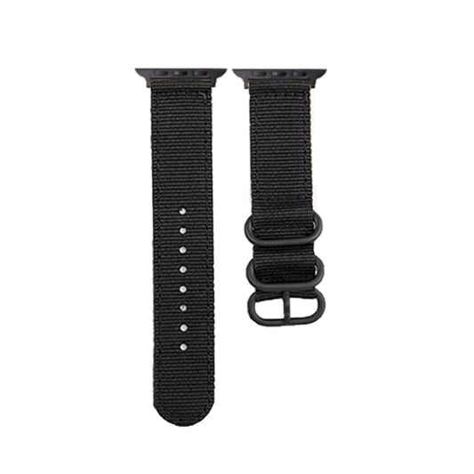 Black Buckle Canvas Watch Band For Apple Watch Ultra 49mm&Watch Ultra 2 49mm / Series 9&8&7 45mm / SE 3&SE 2&6&SE&5&4 44mm / 3&2&1 42mm(Black) by buy2fix