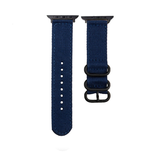 Black Buckle Canvas Watch Band For Apple Watch Ultra 49mm&Watch Ultra 2 49mm / Series 9&8&7 45mm / SE 3&SE 2&6&SE&5&4 44mm / 3&2&1 42mm(Dark Blue) by buy2fix