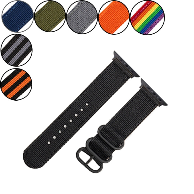 Black Buckle Canvas Watch Band For Apple Watch Ultra 49mm&Watch Ultra 2 49mm / Series 9&8&7 45mm / SE 3&SE 2&6&SE&5&4 44mm / 3&2&1 42mm(Black) by buy2fix