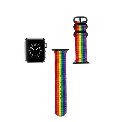 Black Buckle Canvas Watch Band For Apple Watch Ultra 49mm&Watch Ultra 2 49mm / Series 9&8&7 45mm / SE 3&SE 2&6&SE&5&4 44mm / 3&2&1 42mm(Black) by buy2fix