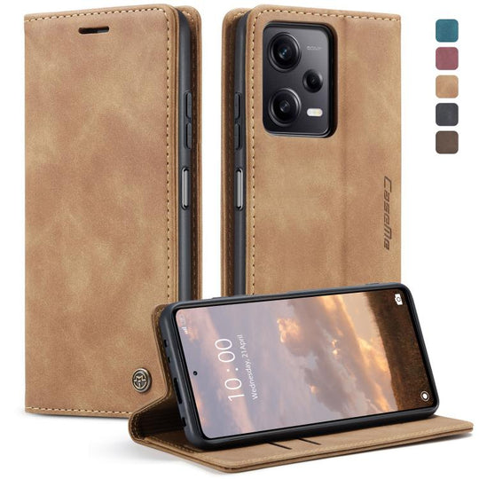 Pour Xiaomi Redmi Note 12 Pro 5G / Poco X5 Pro CaseMe 013 Étui de téléphone en cuir à rabat horizontal multifonctionnel (marron)