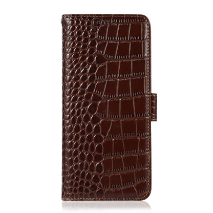 For Sony Xperia 10 V Crocodile Top Layer Cowhide Leather Phone Case(Brown) by buy2fix