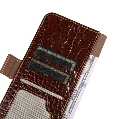 For Sony Xperia 10 V Crocodile Top Layer Cowhide Leather Phone Case(Brown) by buy2fix
